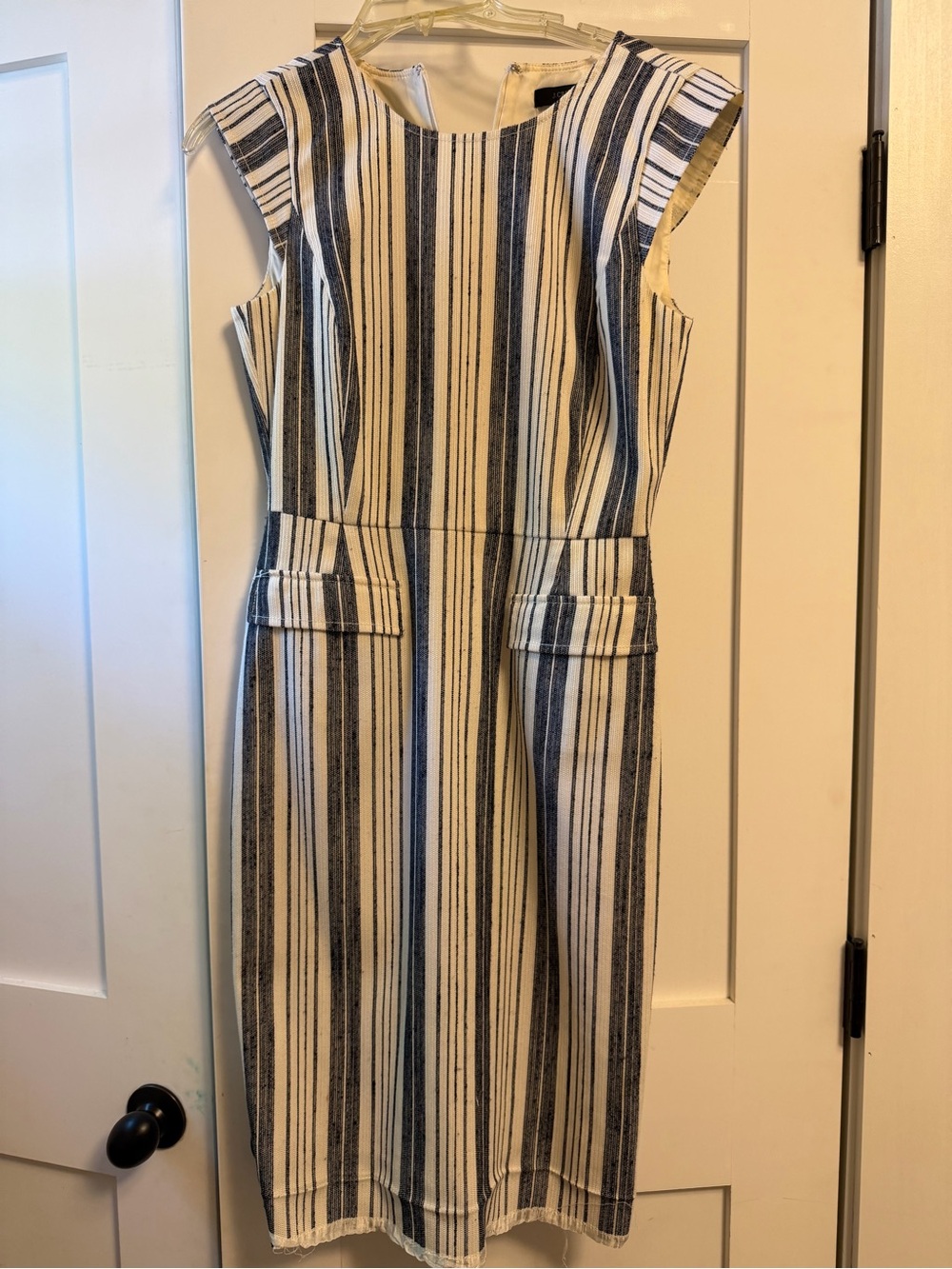 J. Crew Navy and White Striped Midi Dress
